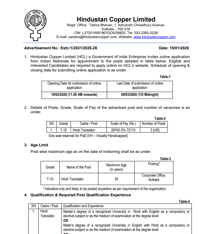 HCL Hindi Translator Job
